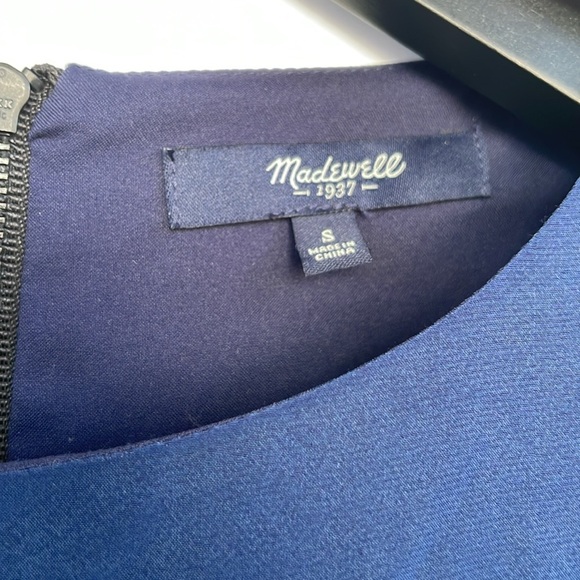 Madewell Blue and Black Colorblock Dress Back Zipper Silk Blend Small - Picture 6 of 17